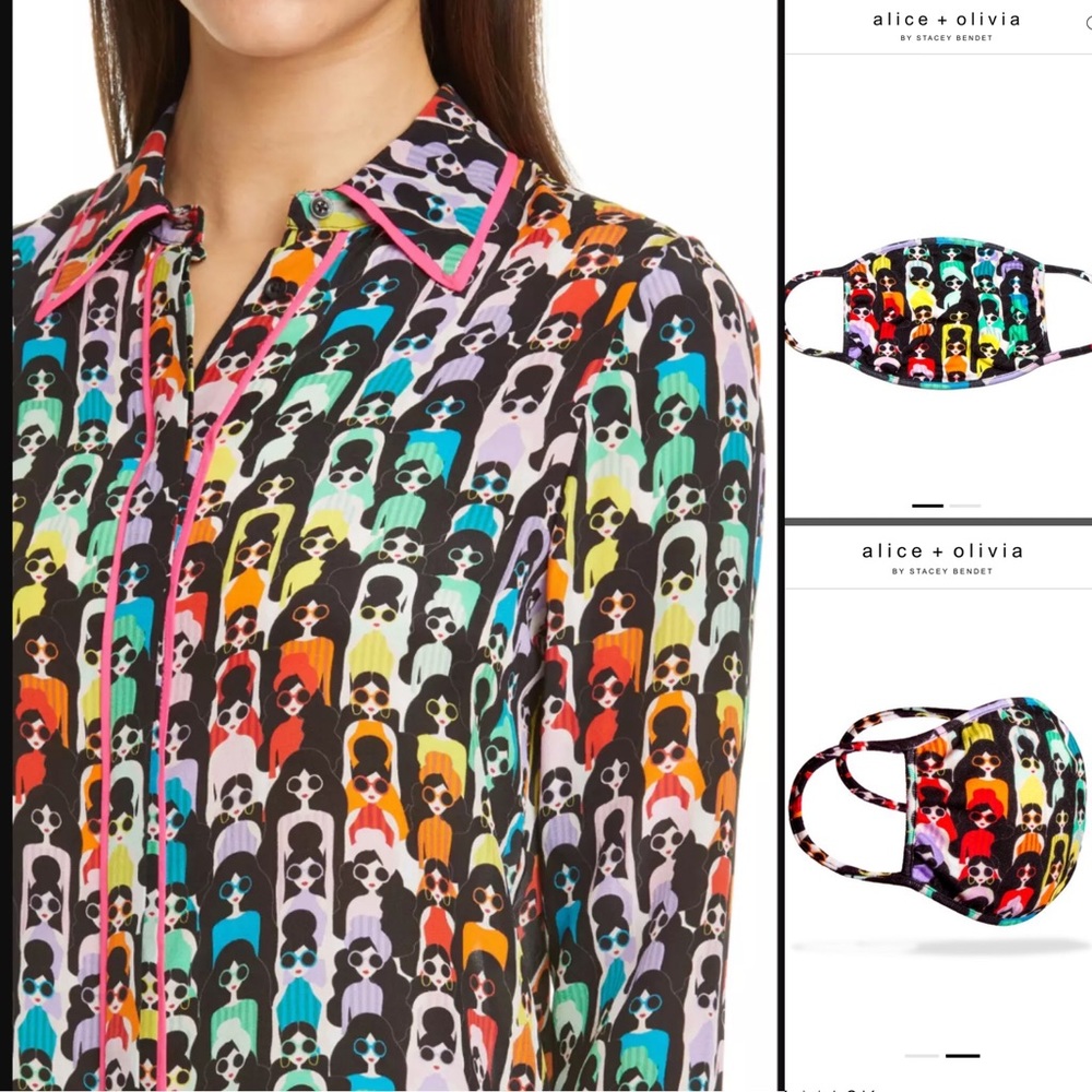 Alice Olivia Willa Rainbow Stace Face Blouse +MASK